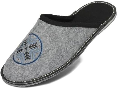 BeComfy Pantofole in Feltro da Uomo Suola in Feltro Molto Leggero Grigio Nero 40 41 42 43 44 45 46 EU (Grigio scuro-nero, Sistema Taglie Calzature EU, Adulto, Numero, Media, 45)
