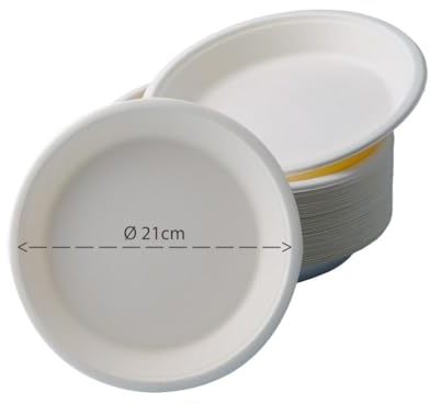 DETERMONDO Set di 150 Piatti Fondo 21 cm in Carta Biodegradabile Compostabile, Usa e Getta, Adatti al Microonde, in Polpa di Cellulosa Naturale, Monouso Ecologici per Feste e Catering