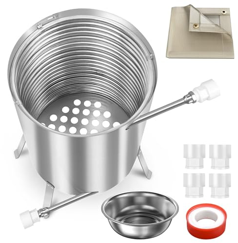 JOIEYOU Poolheizung Edelstahl Pool Heizung mit Ø 32/38 mm Anschluss, Feuerfestmatte & Aschelagerbecken Poolofen Feuertonne für Aufstellpool Schwimmbäder