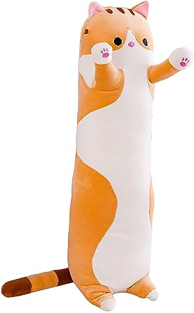 XXXL 150 cm plyschdjur kattkudde utan dragkedja, kattunge gosedjur, sidosovkudde, kastkudde, mjuk leksak, födelsedagspresent till flickvän, barn, vän, älskare (orange)