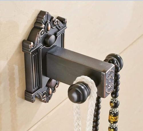 HALCARRY Handtuchhalter Kleiderhaken Antik Antik Messing Kleiderhaken Küche Badezimmer Bademantelhaken Einzelwand Hängender Türhaken for Hut Mantel-Schwarz A
