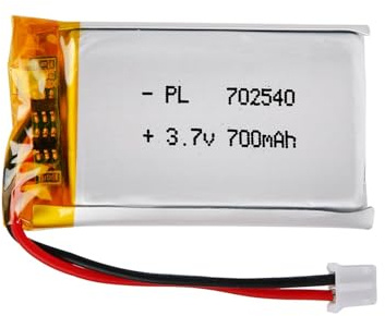 Batería Lipo 3.7V, 700mAh 702540 a Iones de Litio con conexión 2P-PH con Paso 2,0 mm