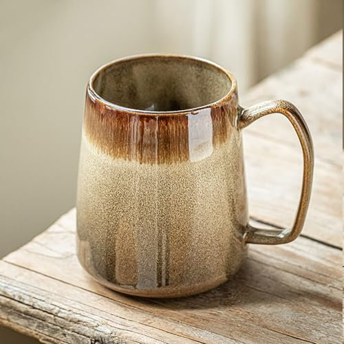 Ceraozmus 760 Ml Keramik-Kaffeetasse große，handgefertigte Teetasse mit Henkel auf büros und privathaushalten, mikrowellen und geschirrspüler anwendbar ist (Braun)