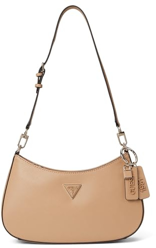 GUESS Noelle Top Zip Shoulder Bag, Borsa a Tracolla Donna, Beige, Taglia Unica