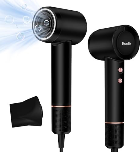 Hair Dryer, 1600W Fast-Drying Blow Dryer, 200 Million Negative Ionic Blow Dryer, 110000 RPM High Speed Brushless Motor, Low Noise Thermo-Control Hairdryer with Nozzle, Suitable for Women and Men