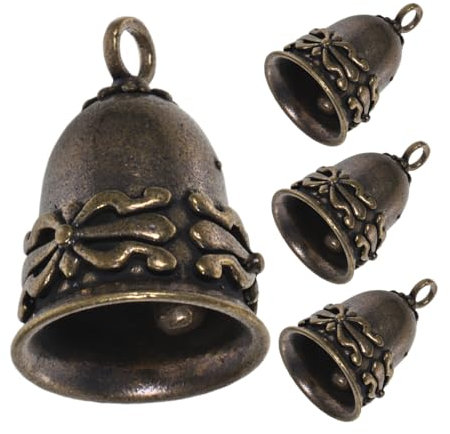 Cabilock 4stücke Vintage Glocke Messing Charms Prägeschlüsselanhänger DIY Anhänger Schlüsselanhänger Ornament