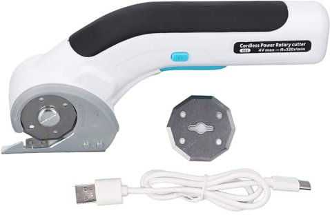 Cordless Electric Scissors, Rechargeable Cardboard Cutter with Automatic Sharpening System, Safety Lock Switch, for Cutting Blankets, Leather, Ropes