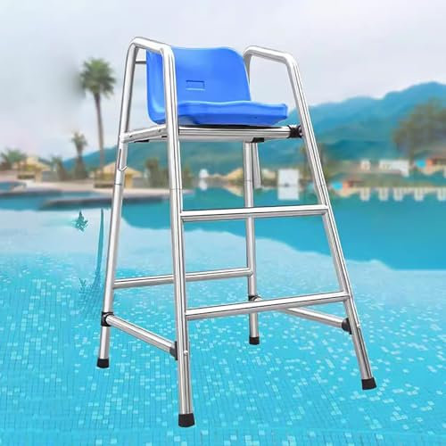 Sedia da bagnino alta 120 cm, scaletta - Sedie da esterno in acciaio inossidabile per adulti e bambini - Sedie da bagnino/sdraio per esterni con seduta ispessita, carichi 660 libbre - Dispos
