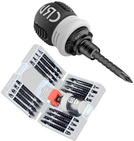 Nicear Jeu De Tournevis À Cliquet 26 En 1 À Manche Court - Tournevis Compacts Et Magnétiques Multi-embouts En Acier Au Chrome Vanadium Pour Espaces Restreints, Entraînement Réglable De 9 À 13 Cm