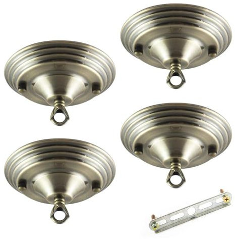 FSLiving Deckenrosette für Hängelampe Lampenaufhängung, 4er-Set Bronze Deckenbaldachin 135x65mm, Kit Lampenbaldachin aus Metall mit zentraler Bohrung und vorgesehenem Seitenloch,PJ0115B