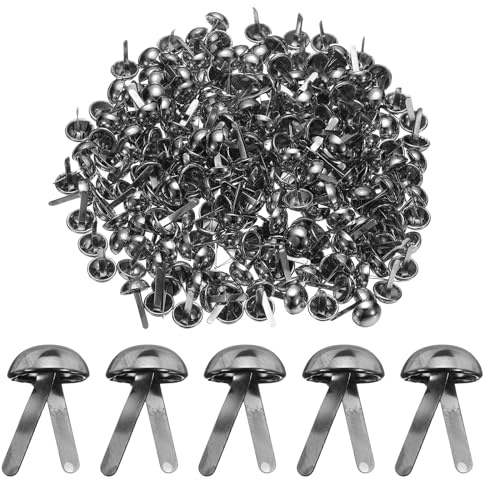 QUARKZMAN 500 Stück Musterbeutelklammern 10mm x 16mm Metall Musterklammern Kleine Runde Messing Brads Rundkopfklammern für Papier Basteln Dekorative Scrapbooking DIY Handwerk (Schwarz)