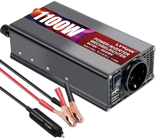 LVYUAN Convertisseur 12V 220V 1100W/ 2000W DC à AC Convertisseur de Puissance Voiture Onduleur Inverter Transformateur avec 2 Ports USB
