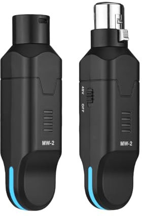 Walmeck 2,4 G di Microfoni e Sistemi Wireless, Trasmettitore e Ricevitore XLR per Bassi di Chitarra Elettrica del Mixer Audio 48 V Phantom Power Wireless Dynamic Contenser Microfono