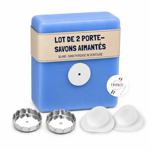 [EHOP] - Set di 2 portasaponi magnetici fissi con adesivo | Design e fissaggio potente senza perforazione o ventosa, sapone solido | Design Italiano