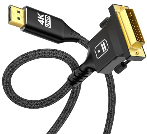 RUIZHI 4K DVI to DisplayPort Cable 3FT, @4K60Hz 18Gbps Speed, Braided Nylon Unidirectional for Gaming Home Theater - Compatible with ASUS GTX 1650, NEC EA245WMi, AMD RX 570 and More Devices