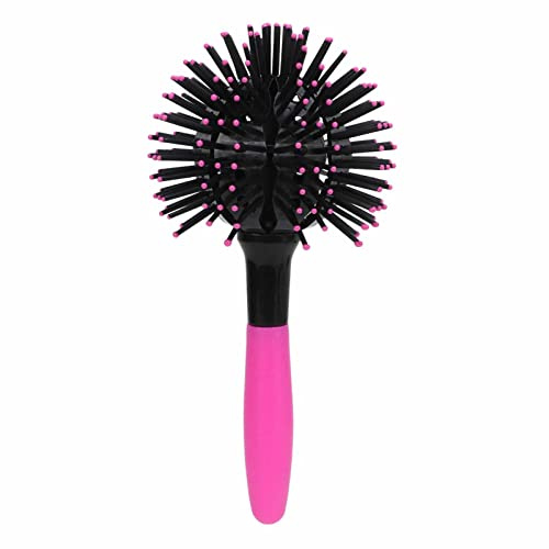 TARSHYRY 3D Curly Hair Comb High Temperature 3D Round Hair Brush 360° Massage Ball Hair Comb for Hairdressing Pink