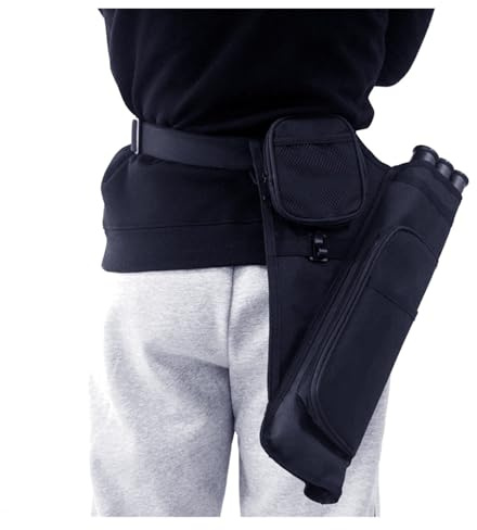 FonHNDG Faretra alla Cintura Faretra da tiro con L'Arco for 3 Tubi di frecce Cintura Regolabile e Tasca portaoggetti, Marsupio for Allenamento(Black)