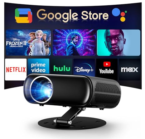 [2000ANSI/GoogIe TV/Built-in Apps] All-in-One Smart Projector with Wifi and Bluetooth, Goiaey C26 Mini Projector, HDMI ARC CEC GoogIe Voice, DoIby Audio, Zoom Native 1080P 4K Supported Movie Proyector