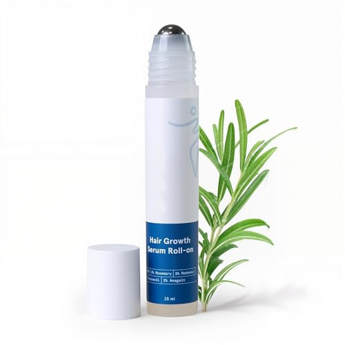 Siero Roll On per la Crescita dei Capelli al Rosmarino, 3% Rosemary, 3% Redensyl e 2% Anagain, Stimola i Follicoli Piliferi, Riduce la Perdita, per Donne e Uomini