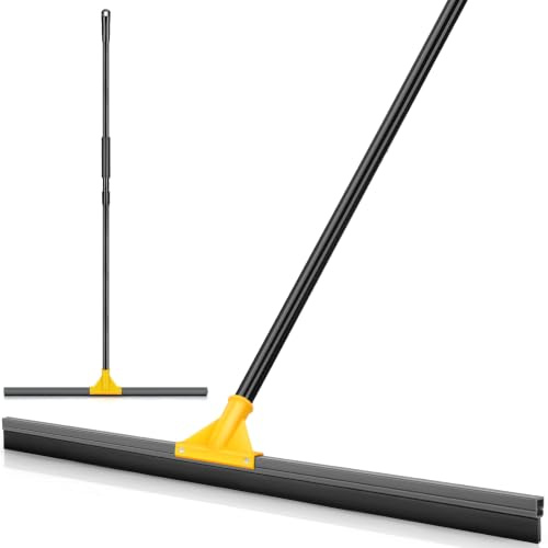 Escobilla de goma de 24 pulgadas para suelo de hormigón, escoba grande resistente con mango largo de 57 pulgadas, fregona de goma para azulejos, suelos epoxi, ventana, ducha, patio, piscina, hogar