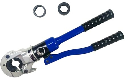Pinza crimpatrice idraulica da 10 tonnellate, pinza crimpatrice idraulica, pressatrice per tubi, testa girevole a 360°, set di strumenti idraulici per tubi in rame