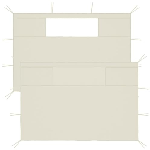 Lot de 2 parois latérales pour tonnelle - Avec fenêtre - Crème - Pour tente de fête de jardin, panneaux latéraux - Tissu imperméable - Brise-vue - Protection contre le vent - 435 x 210 cm et 290 x 210