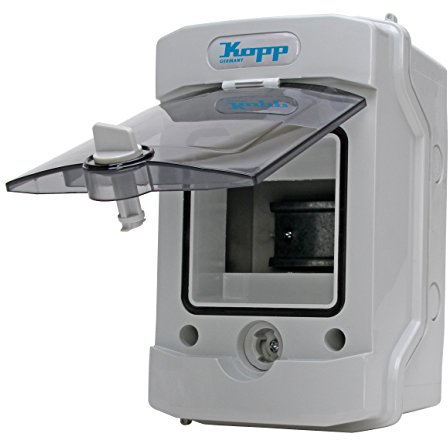 Kopp Aufputz-Feuchtraum-Verteiler mit Tür 1-reihig für 4 Pole, 1 Stück, grau/schwarz, 353844003