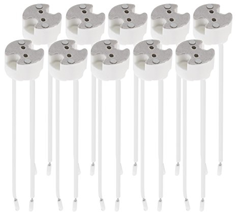 kwmobile 10x GU5.3 Fassung mit 12V Kabel - MR16 Bauform - 0,5mm² Kabeldurchmesser - Keramik Sockel - GU 5.3 Fassungen Set Halogen und LED Leuchtmittel
