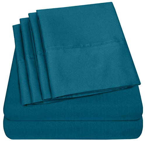 King Size Bed Sheets - 6 Piece 1500 Supreme Collection Fine Brushed Microfiber Deep Pocket King Sheet Set Bedding - 2 Extra Pillow Cases, Great Value, King, Teal