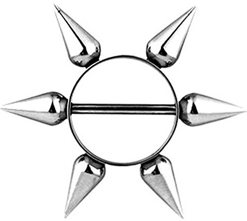 beyoutifulthings STACHEL-Ring Brustwarzen-Piercing Intim-Piercing Brust-Piercing Nippel-Piercing Edelstahl Silber 1,6mm 16mm