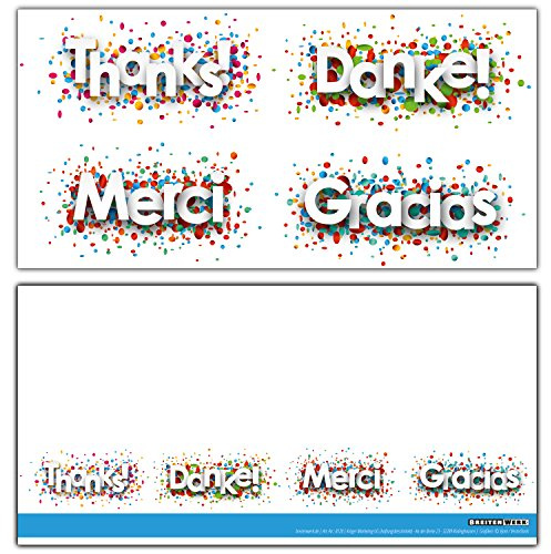 12 Dankeskarten im Set - die modernen Danke-Karten sind ideal als Brief oder Postkarte nach Hochzeit, Baby, Geburtstag, Taufe - von BREITENWERK®