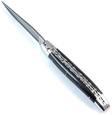 LAGUIOLE en Aubrac Taschenmesser Ebenholz Doppelplatinen japanischer Damaststahl