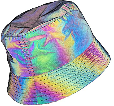NEWLOPO regnbåge reflekterande fiskarhatt och solhatt för kvinnor lyser i mörkret, Grå, one size