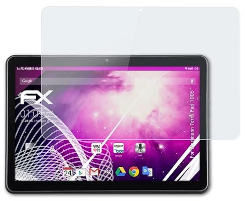atFoliX Protection Écran Film de verre en plastique compatible avec Wortmann Terra Pad 1005 Verre film protecteur, 9H Hybrid-Glass FX Protection Écran en Verre trempé de plastique