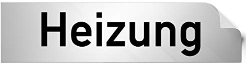 Kinekt3d Leitsysteme Folienschild Türschild • Heizung • PVC Hinweisschild • 160 x 40 mm Silber • selbstklebend • Kratzfester Druck • UV Beständig