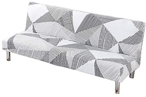 Housse de Canapé Sans Bras 3 Places Couverture de Canapé Extensible Tout Couvert Canapé Pliant Protecteur, Universel Motif géométrique Antidérapant Serviette de Canapé 180-210 cm (Motif triangulaire)