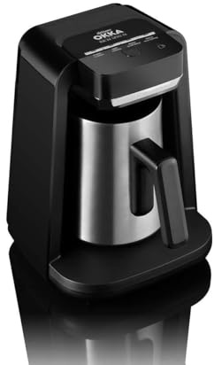 Arzum Okka Cafetière turque 700 W, capacité de 5 tasses, en acier inoxydable avec mélangeur, systèmes d'alerte acoustique et LED, chrome