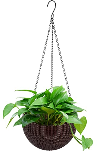 CUNQN Blumenampel Blumentopf Außen Hängen Pflanzampel mit Loch und Ketten Für Innen Außenbereich Pflanzen Blumen Kräuter