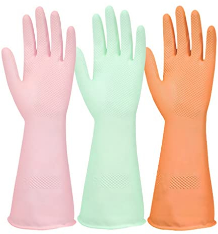 ACMEDE 3 Paare Gummi-Spülhandschuh, wasserdicht und ölbeständig, Haushaltshandschuhe geeignet für Küchenreinigung, Wäsche, Haushaltsreinigung, Geschirrspülen, Autowäsche usw.