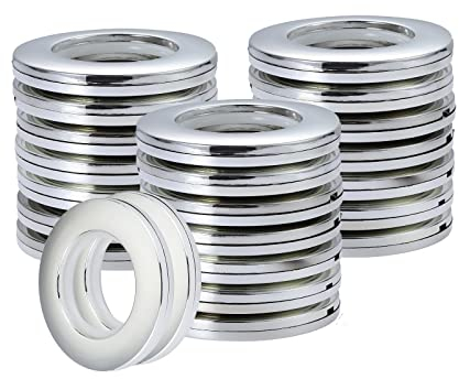 Coolty 32 Stück Vorhang Ösenringe Gardinenringe Vorhangringe Rund Kunststoff Ringe 40mm Innendurchmesser Gardinen Ösen für Fenstervorhang Duschvorhang Türvorhang Wohnaccessoires (Silber Glanz)