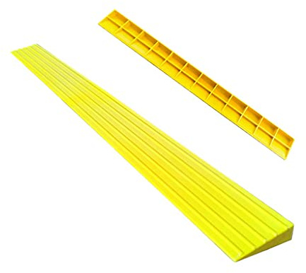 CAZARU Rampe triangolari Portatili con Rialzo di 2-4,5 cm, carico Fino a 2000 kg, rampa di soglia per sedie a rotelle in plastica, pedana per Interni, Carrozzina Troey Mat/Yeow/100X8X2Cm