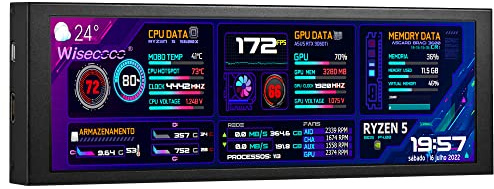 wisecoco 7,84 tum mini skärm HD IPS 1280 x 400 sekundär skärm sträckbar LCD-skärm med hölje för bärbar dator, hastighet, Windows Aida64, CPU GPU-övervakning
