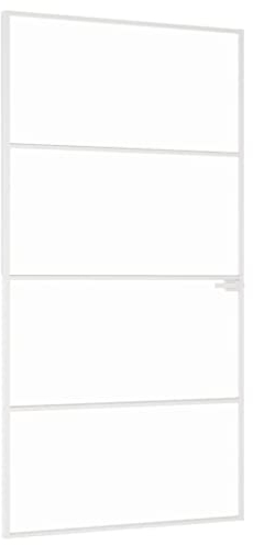 vidaXL Innentür Weiß 102x201,5 cm Hartglas & Aluminium Schlank
