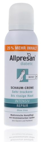 Allpresan diabetic INTENSIV + REPAIR ohne Urea Schaum-Creme - bei Diabetes mellitus - für sehr trockene bis rissige Fußhaut - 125ml
