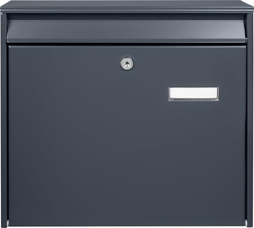 Burg-WÄCHTER Mannheim 62020 Ant Boîte aux Lettres sans Compartiment à journaux avec Plaque Nominative, en Acier galvanisé, Format DIN C4, 2 clés, Anthracite