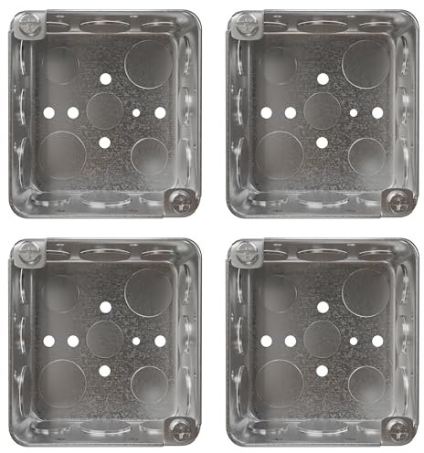 OHLECTRIC Scatola elettrica quadrata trafilata da 10,2 cm | Scatola profonda 2-1/8 con Knockout da 1/2 e 3/4 in acciaio zincato, ignifugo | Ideale per apparecchi di illuminazione, interruttori e