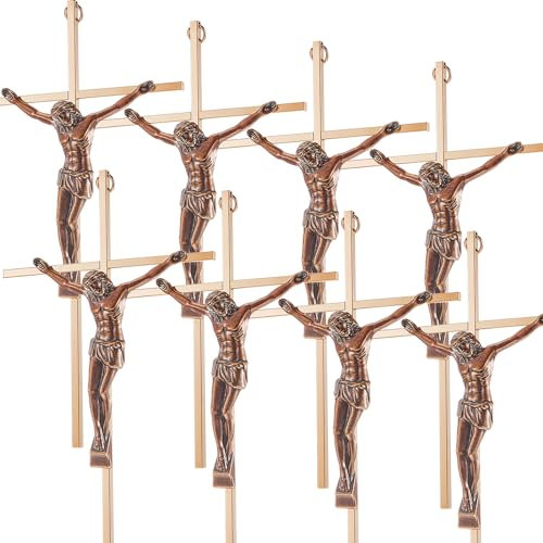 Leinuosen Kruzifix-Wandkreuz, 25,4 cm, katholisch, schlanke Metallkreuze, Wanddekoration, glänzende Wandkreuze für Heimdekoration, hängendes Jesuskreuz (Bronze)