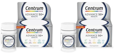 Centrum Advance 50+ Tablets Multivitamin & Mineral Supplements, with 24 Essential nutrients, Including Vitamin D, C, Zinc, 130 ct (Packaging and Tablet Colour May Vary Slightly) (Pack of 2)