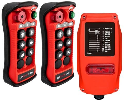 grtowsnu Q600 Ultra Télécommande de Grue Sans Fil 12-24V 6 Canaux Boutons | Radiocommande Industrielle pour Pont Roulant et Palan Électrique 2 Emetteurs Récepteur Facile à Utiliser
