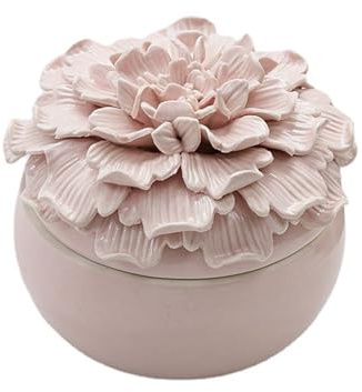 WXMYOZR Pink Trinket Box Porcelain with Lid, Ceramic Floral Jewelry Boxes for Girls Women Candy Jar Candle Jar Small Ceramic Storage Jar